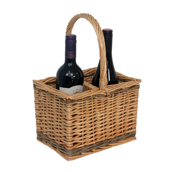 red hamper Full Buff Unpeeled Wicker Drinks Basket