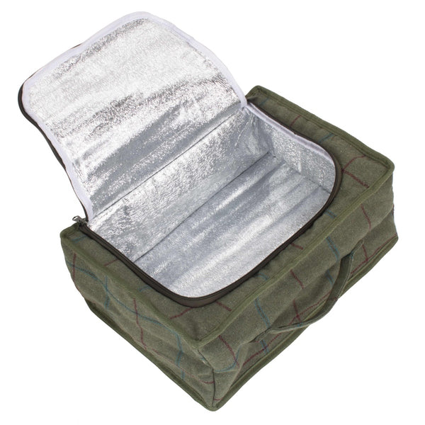 Red Hamper Green Tweed Insulated Cooler Picnic Bag