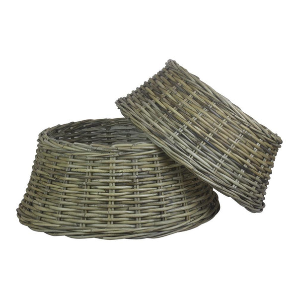 red hamper Grey Kubu Rattan Christmas Tree Skirt