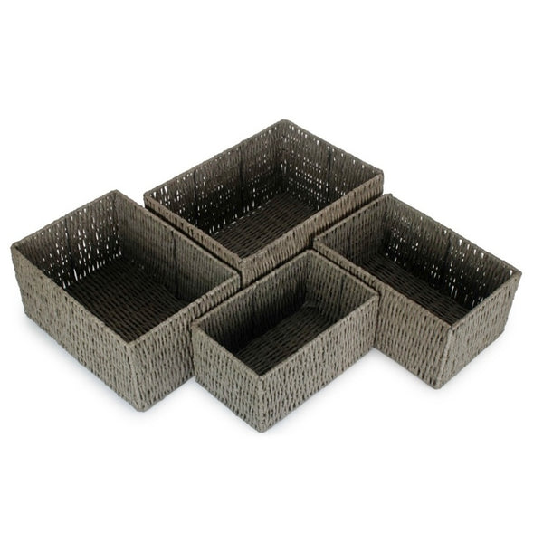Red Hamper Grey Paper Rope Storage Basket