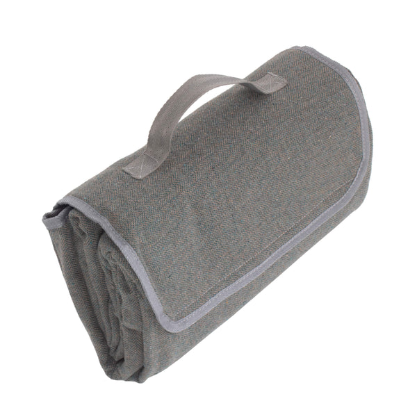 Red Hamper Grey Tweed Picnic Blanket