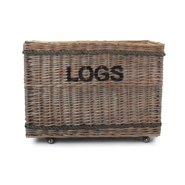 Red Hamper Jumbo Wicker Log Basket On Wheels