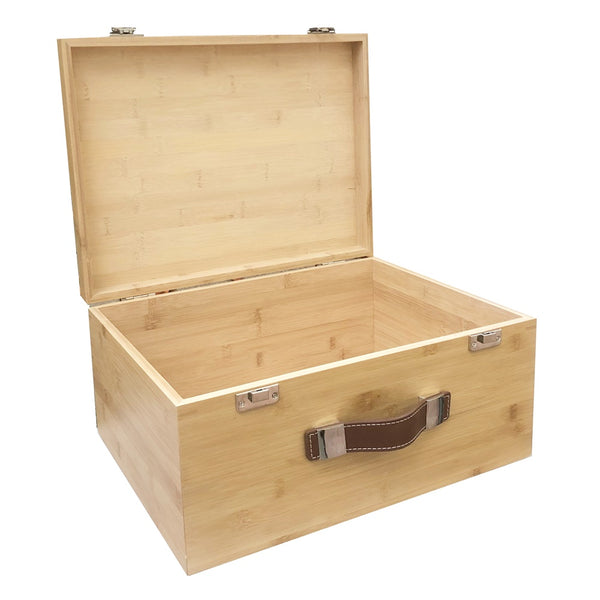 red hamper Large Bamboo Wooden Storage Box