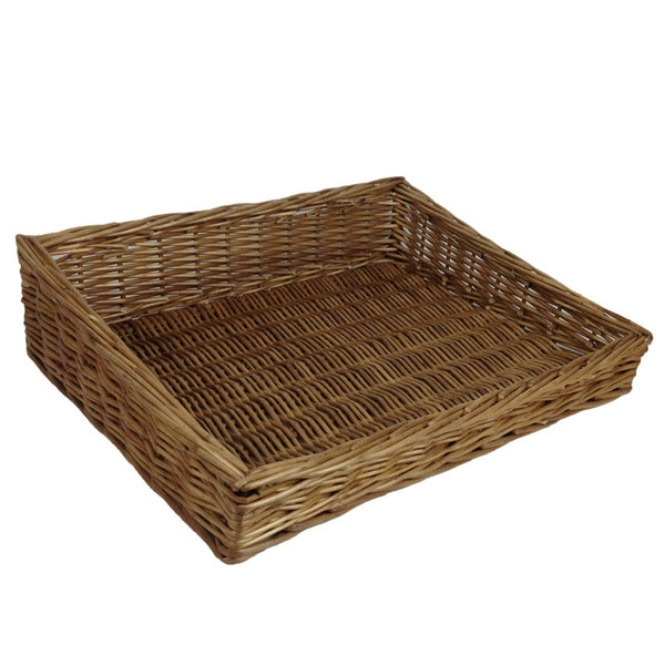 red hamper Large Flat Wicker Display Tray