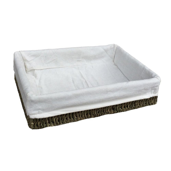 Red Hamper Lined Rectangular Seagrass Serving Tray