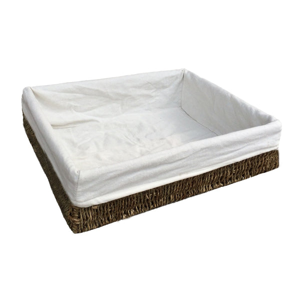 Red Hamper Lined Rectangular Seagrass Serving Tray