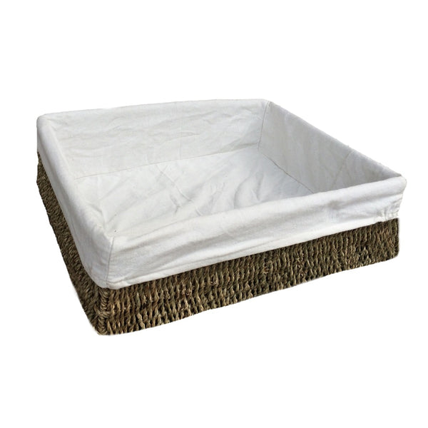 Red Hamper Lined Rectangular Seagrass Serving Tray