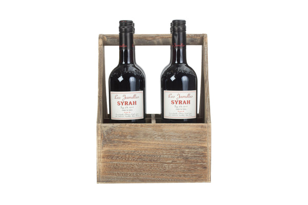 Red Hamper Oak Effect Wooden Bottle Carrier