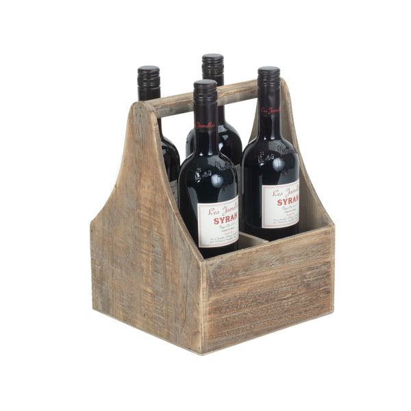 red hamper Oak Effect Wooden Bottle Carrier