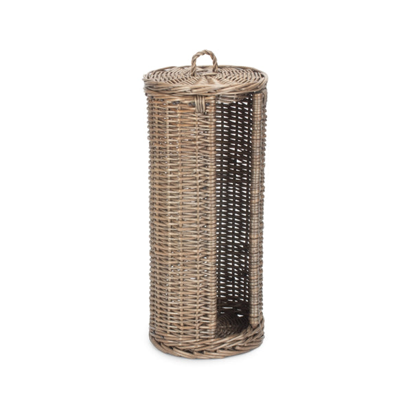 Red Hamper Open Round Rattan 3 Toilet Roll Holder