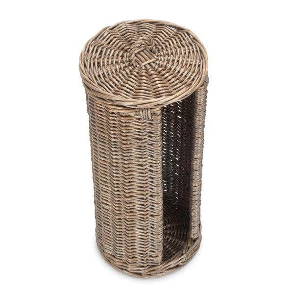 Red Hamper Open Round Rattan 3 Toilet Roll Holder