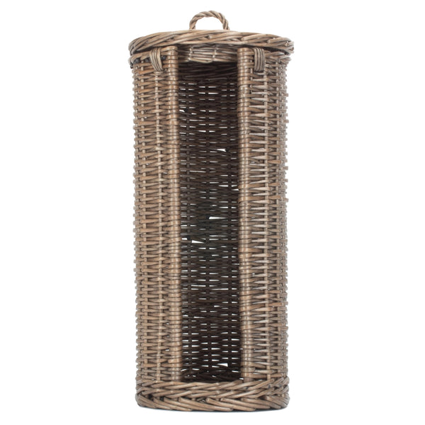 Red Hamper Open Round Rattan 3 Toilet Roll Holder