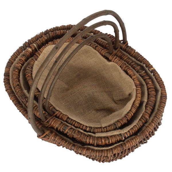 Red Hamper Oval Unpeeled Willow Garden Trug