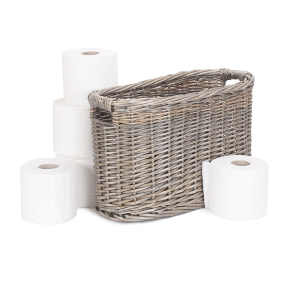 red hamper Oval Wicker Toilet Roll Storage Holder
