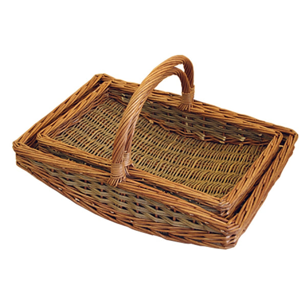 red hamper Set of 2 Boat Wicker Garden Trugs