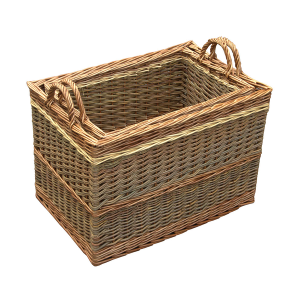 red hamper Set of 2 Buttermere Wicker Log Basket