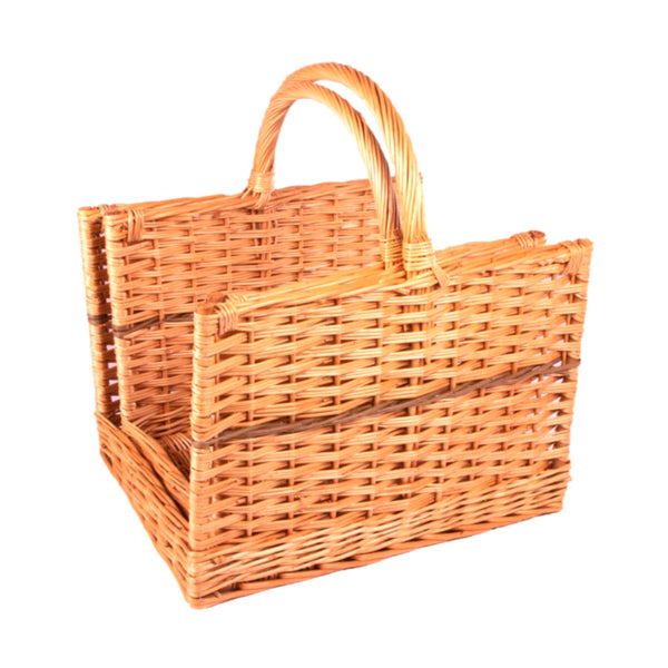 red hamper Set of 2 Open End Wicker Log Basket