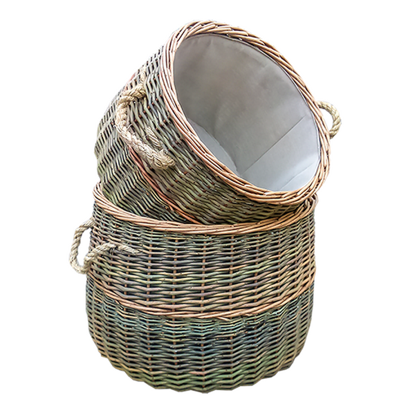 red hamper Set of 2 Wicker Country Log Basket Set