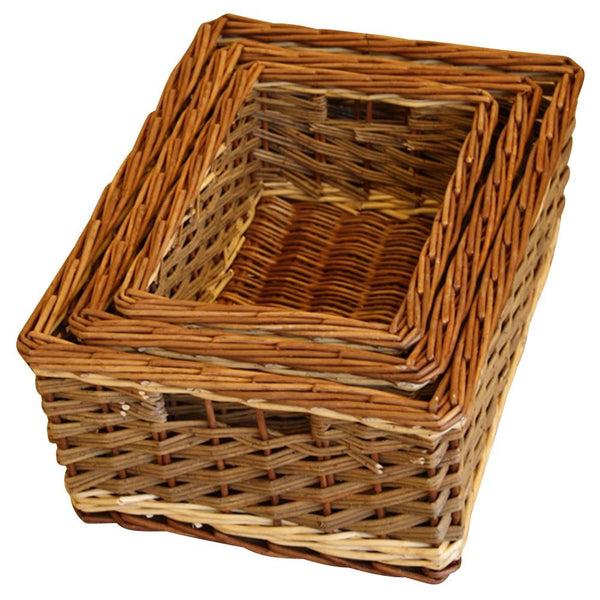 red hamper Set of 3 Bamford Wicker Serving Trays