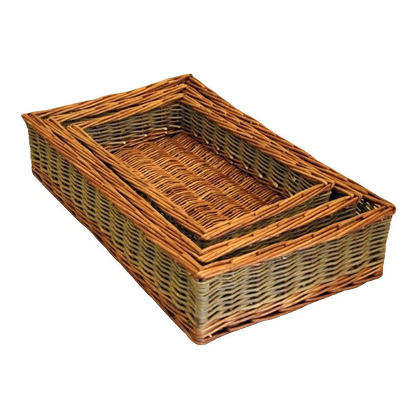 red hamper Set of 3 Dovedale Wicker Serving Trays