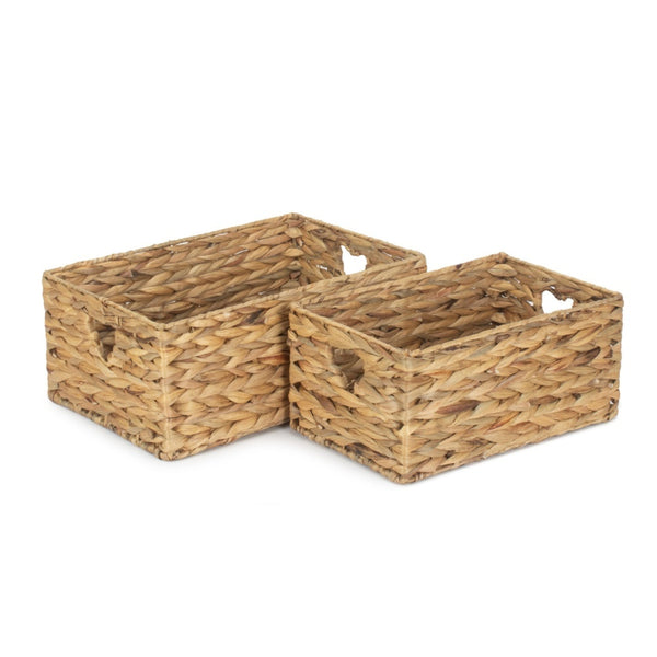 Red Hamper Shallow Water Hyacinth Storage Basket