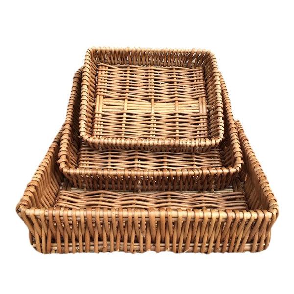 red hamper Shallow Wicker Serving Tray