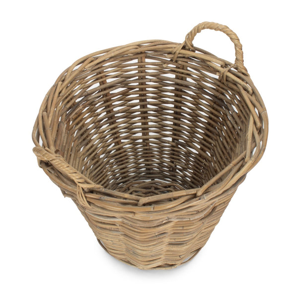 Red Hamper Small Round Grey Rattan Log Basket