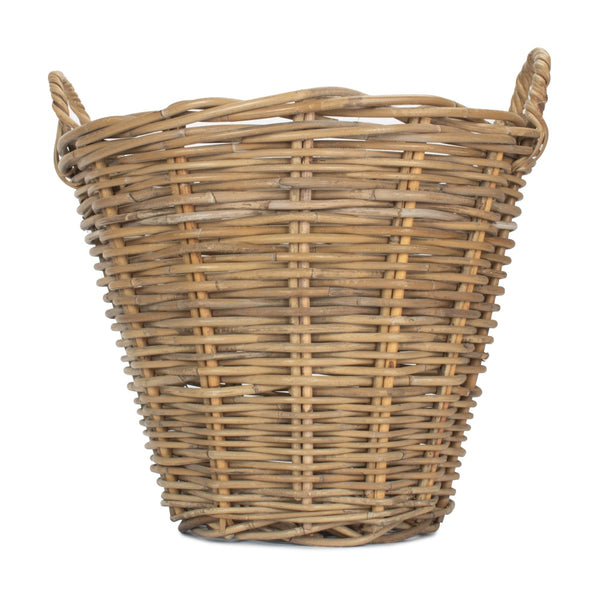 Red Hamper Small Round Grey Rattan Log Basket