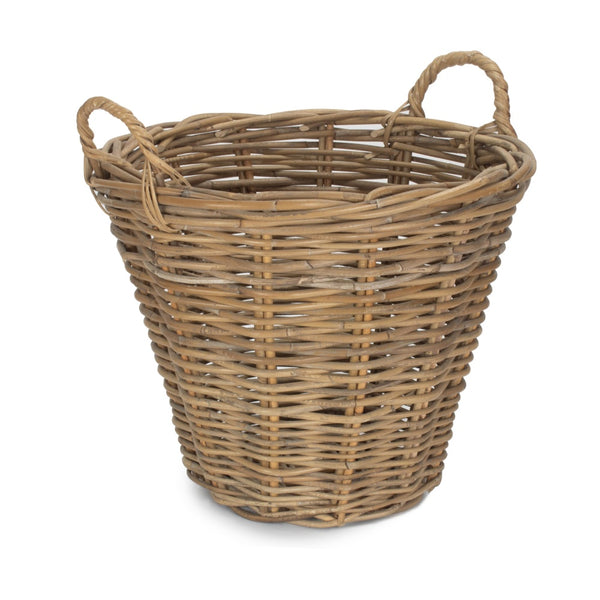red hamper Small Round Grey Rattan Log Basket