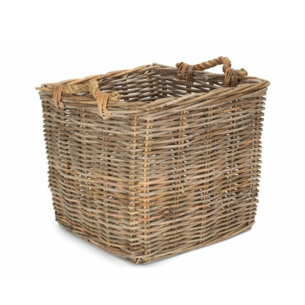 Red Hamper Square Grey Rattan Log Basket