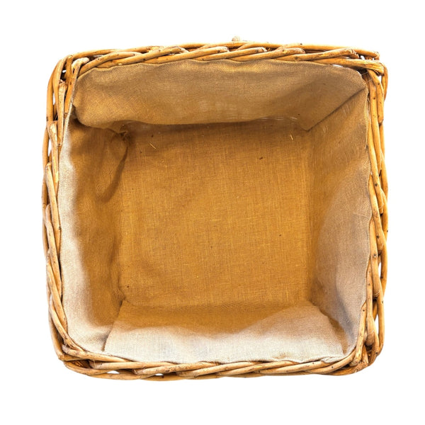 Red Hamper Square Hessian Lined Wheeled Log Basket