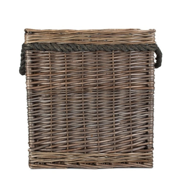 Red Hamper Square Rope Handled Wicker Log Basket