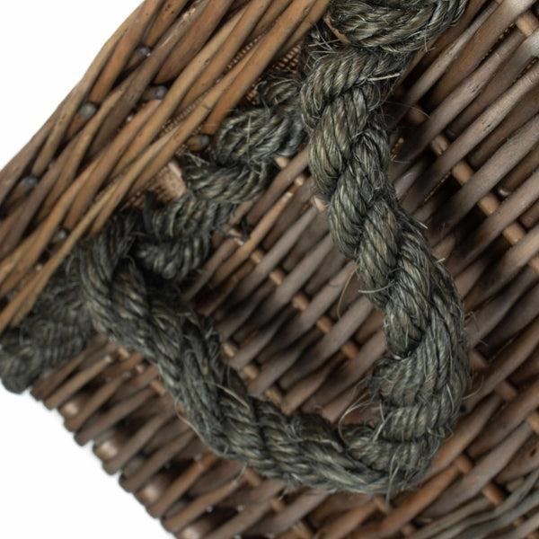 Red Hamper Square Rope Handled Wicker Log Basket