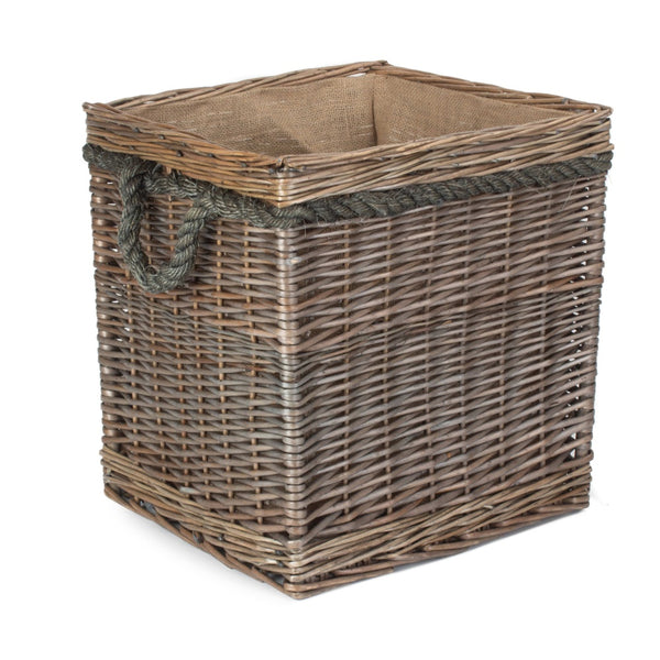 red hamper Square Rope Handled Wicker Log Basket