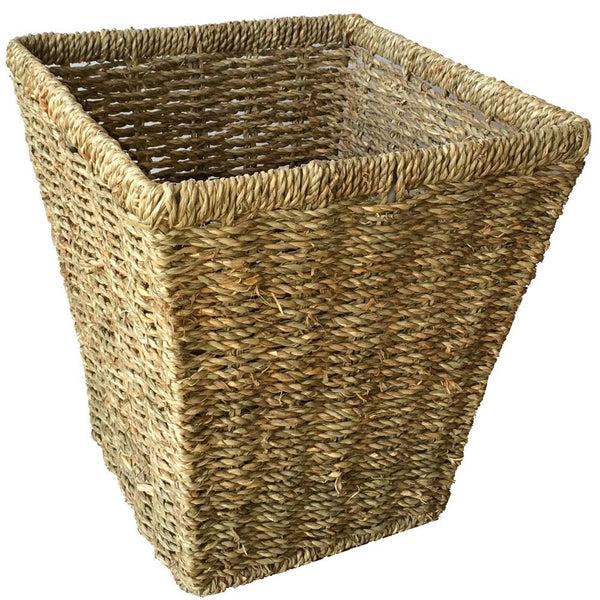 red hamper Square Seagrass Waste Paper Basket Bin