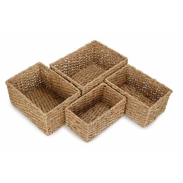 Red Hamper Thatch Grass Woven Storage Basket