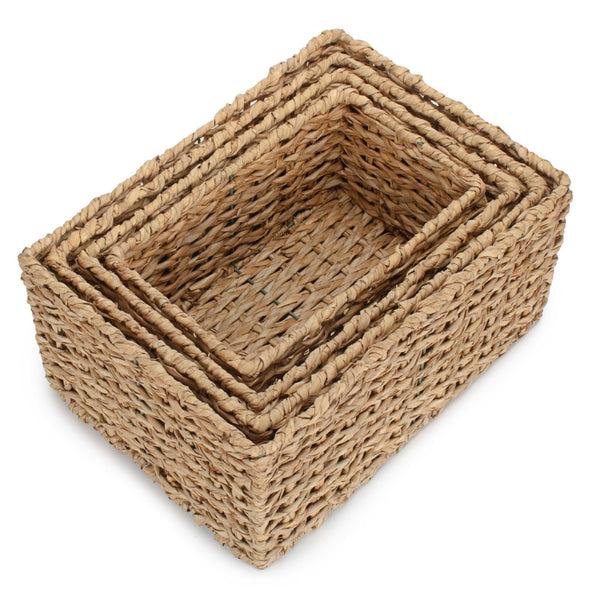Red Hamper Thatch Grass Woven Storage Basket