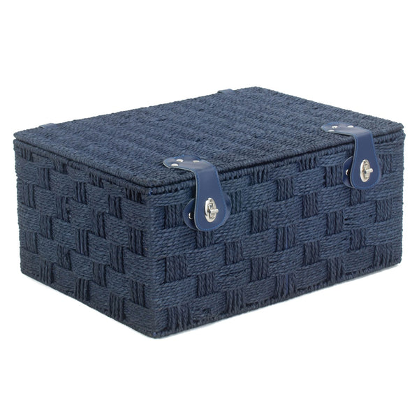 Red Hamper Twisted Blue Paper Storage Basket
