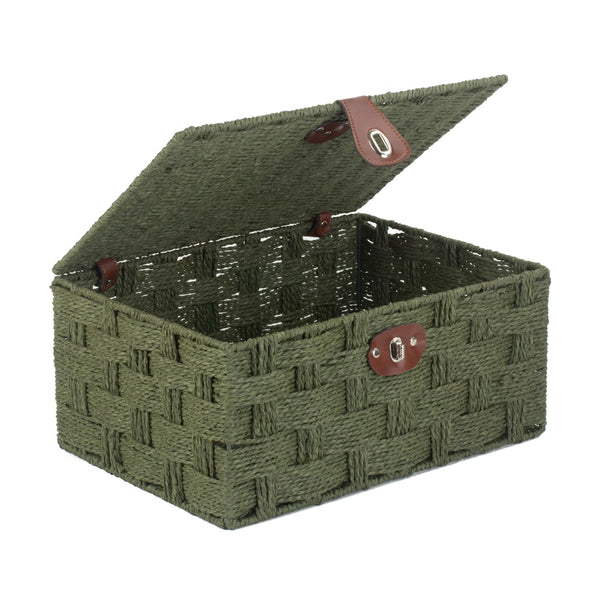 Red Hamper Twisted Green Paper Storage Basket