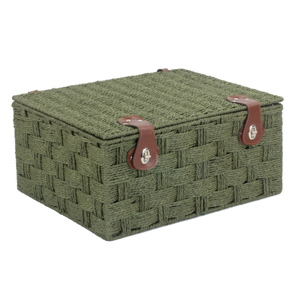 Red Hamper Twisted Green Paper Storage Basket