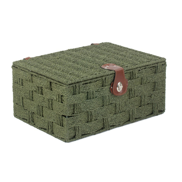 Red Hamper Twisted Green Paper Storage Basket