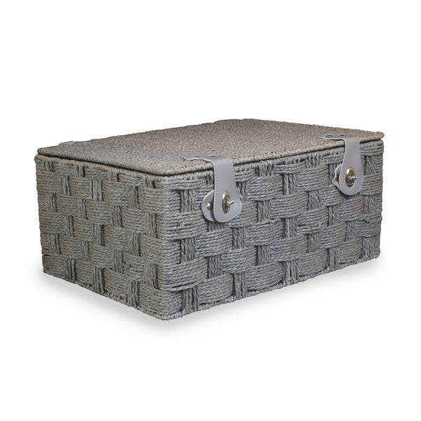 Red Hamper Twisted Grey Paper Rope Storage Basket