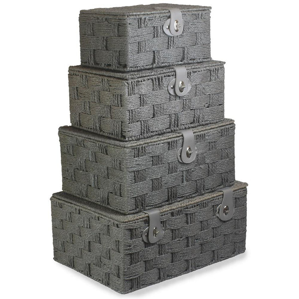 red hamper Twisted Grey Paper Rope Storage Basket