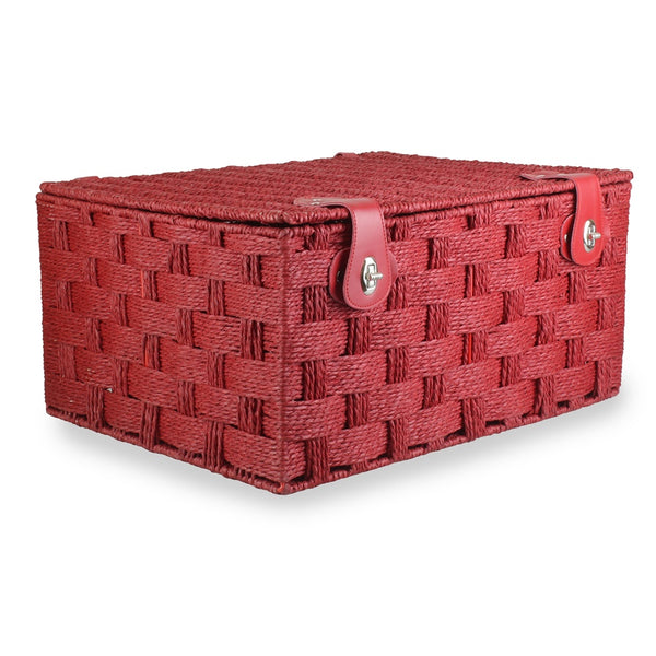 Red Hamper Twisted Red Paper Rope Storage Basket