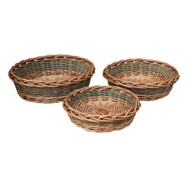 red hamper Unpeeled Willow Round Wicker Tray
