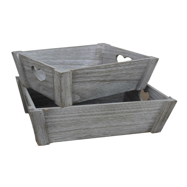 red hamper Vintage Heart Cut Handle Wooden Tray