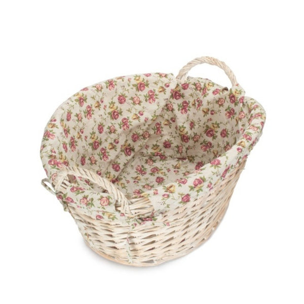 Red Hamper White Wash Finish Wicker Laundry Basket