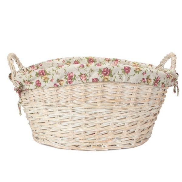 Red Hamper White Wash Finish Wicker Laundry Basket