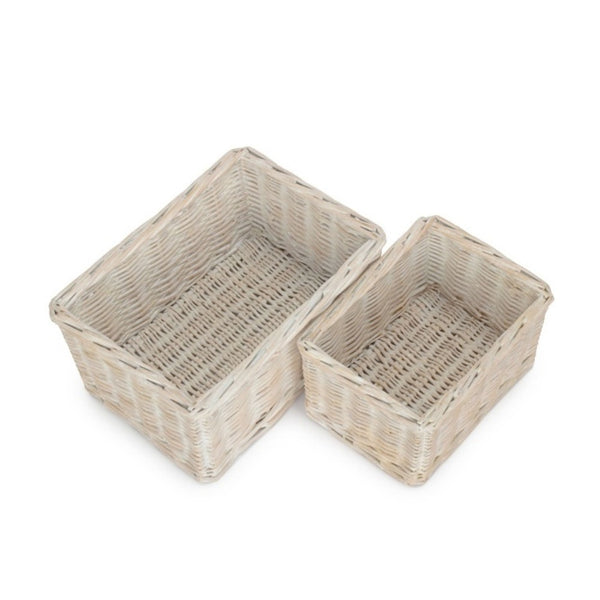 Red Hamper White Wash Willow Trays