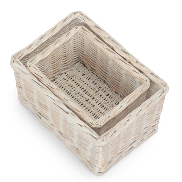 Red Hamper White Wash Willow Trays